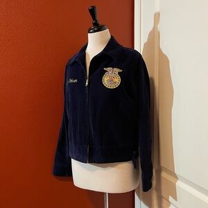 FFA National Women’s‎ Navy Blue Corduroy Utility Chain Stitched Rockers Jacket